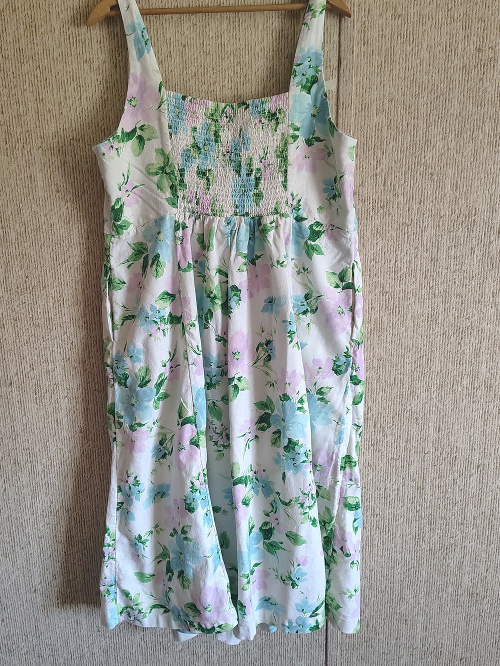 Old Navy Fit & Flare Linen Blend Sundress, Pink & Blue Floral, Sz 2X - Picture 7 of 9